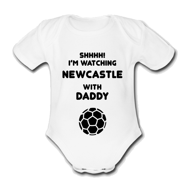 NEWCASTLE united Babygrow Baby vest grow gift watching with daddy  football UTD