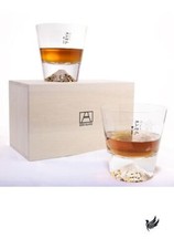 Tajima Glass Japanese Handmade Mt. Fuji Rock Glass pair set