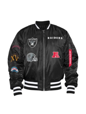 Las Vegas Raiders Alpha Industries New Era MA-1 Bomber Jacket Super Bowl Sz S