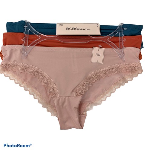 BCBGeneration Size Small 3 Pair Cheeky Panties Underwear Pink, Teal, Orange NWT