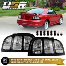 RARE! All CLEAR Euro Rear Tail Light Set For 1996-1998 Ford Mustang V6 GT SN95