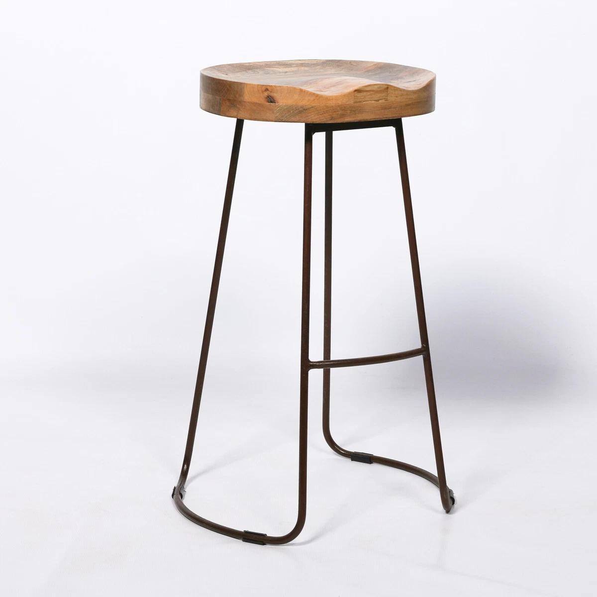 Vintage Rustic Iron Wooden Kitchen 74cm Bar Stool Metal Industrial