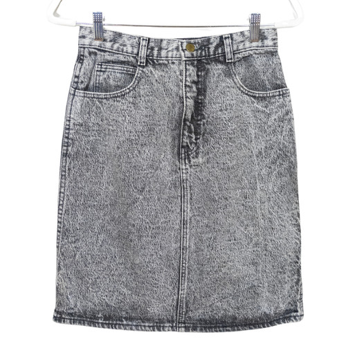 MAINFRAME Vintage 1980s Denim Pencil Skirt Grey Acid-Washed Cotton Women's 9