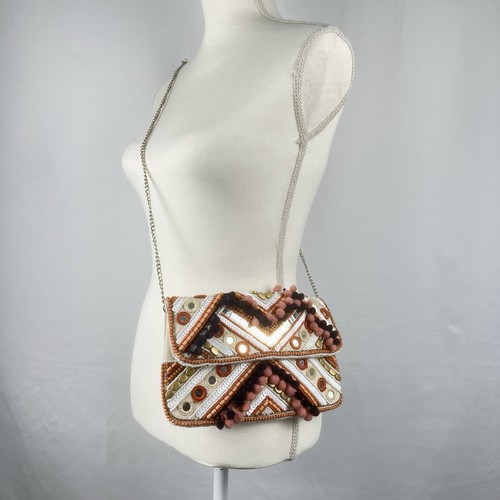 Boho Chic Beaded Y2K Handbag Clutch Gypsy Purse Sequins Clements Ribeiro Vintage - Imagen 1 de 15