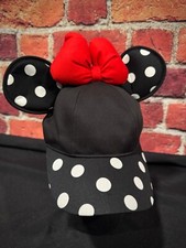 Walt Disney World Black and White Minnie Ear w/ bow Snap back hat Adults NWT n4