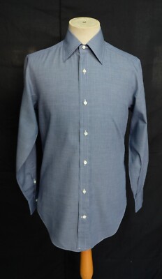 Barba Napoli Solid Steel Blue Hand Stitch Cotton Men Shirt L/S 38