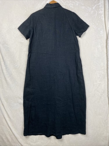 Vintage Harve Benard Maxi Dress Womens Medium Black 100% Linen Heavy Minimalist - Picture 10 of 12