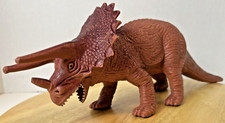 Vintage 1986 Dinosaur Figure Triceratops Plastic Toy Brown Red 13  L Toy