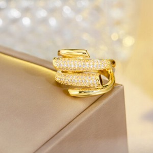 Authentic Women Stylish Silver Plated Cubic Zirconia Wrap Around Finger CZ Adjustable Ring