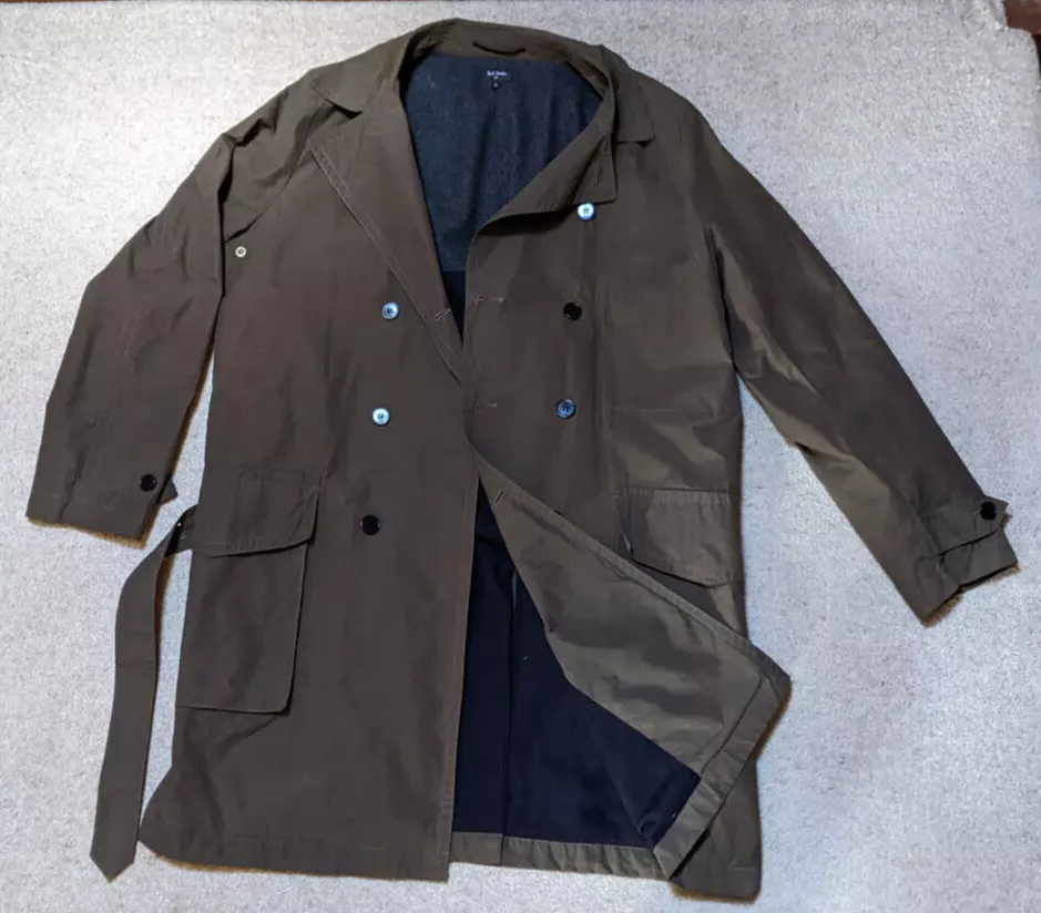 Paul Smith RARE Mens Belted Raincoat Khaki L Large V Good Condition