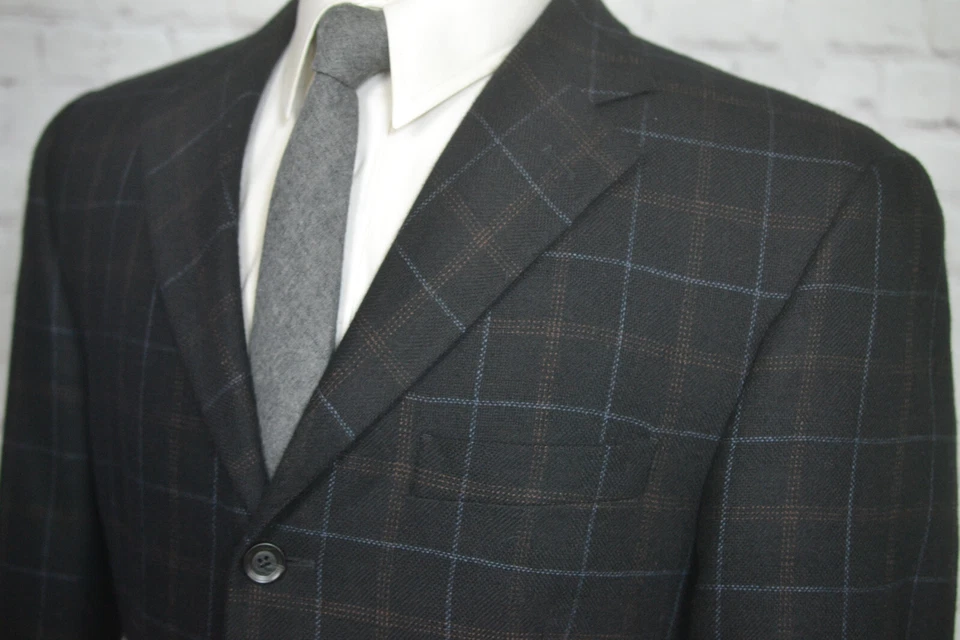 Arnold Brant Mens Black Check CASHMERE Sport Coat Blazer Jacket SIZE 40R - Image 2 of 4