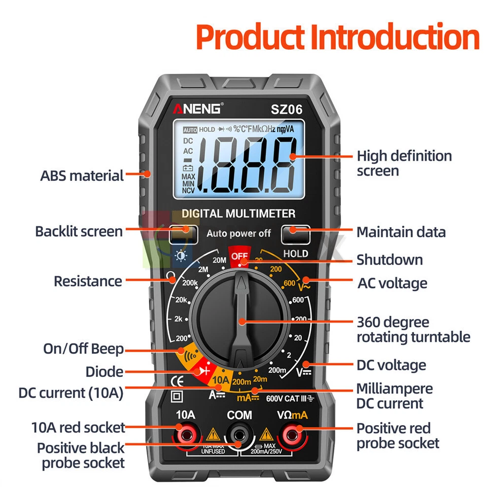 ANENG Digital Multimeter 2000 Stück Profi Messgerät Spannung Strom Tester - Bild 2 von 4