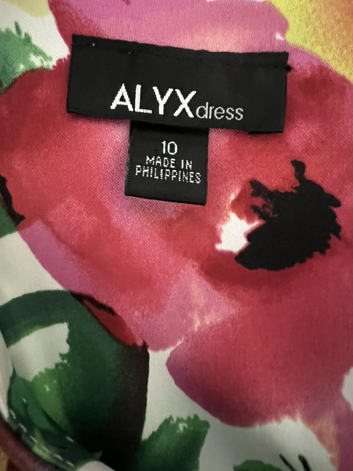 Abito Alyx tubino smanicato verde rosa zip floreale formale lavoro tg 10 nuovo senza etichette