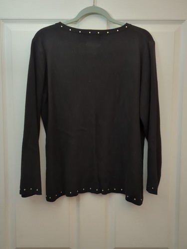 Quacker Factory Top mittelschwarz langärmeliger Pullover Weihnachtsmannverzierung - Bild 15 von 20