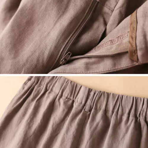 Womens Long Shorts Cotton Linen Knee Length with Pockets Lightweight Loose - Picture 7 of 15