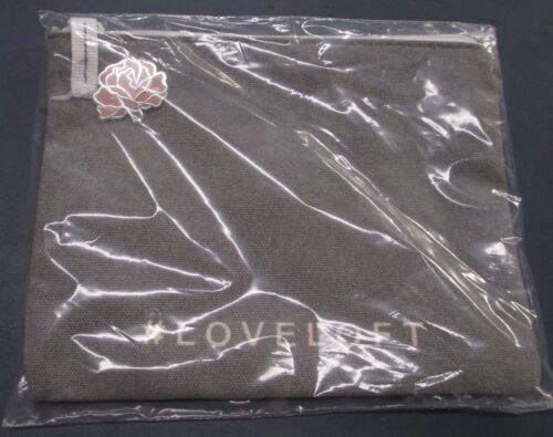 NEW #LoveLoft Canvas Bag in packaging 7.5 x 6 inch w/ zipper pink rose pin Grey - 第 1/4 張圖片
