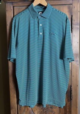 FootJoy Men s XL Green/Black Striped Short Sleeve Performance Golf Polo Shirt