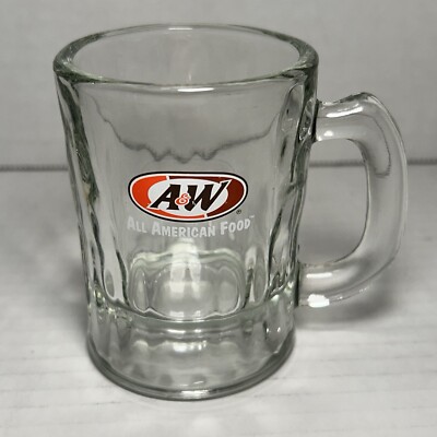 A&W Root Beer Mini Mug AW Oval Logo 3'' Tall Souvenir Glass Shot Novelty Vintage