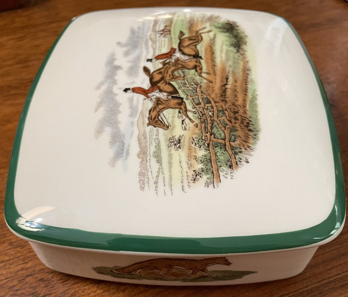 Vintage Spode The Hunt Herring Pattern First Over Lidded Dish