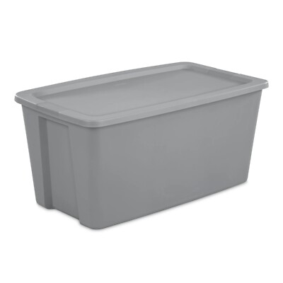 #ad #ad 50 Gallon Tote Plastic Storage Bin with Snap on Lid Gray $16.00