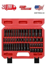 CASOMAN 1/4 Inch Drive Master Impact Socket Set, 50-Piece, SAE/Metric, 5/32 Inch
