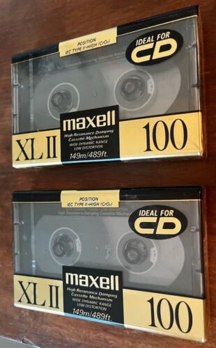 Lot of two Maxell XLII 100 High-Bias Cassette Tapes - NEW