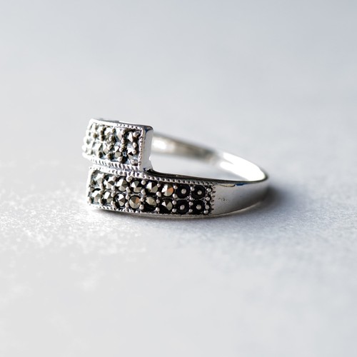 Anillo apilado de plata esterlina 925 pavimentado con piedras de marcasita - Imagen 3 de 9