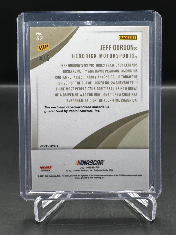 2022 PANINI VIP! JEFF GORDON! BLACK PRIZM! RACE USED TIRE RELIC! #4/5! SSP! - Image 2 of 2