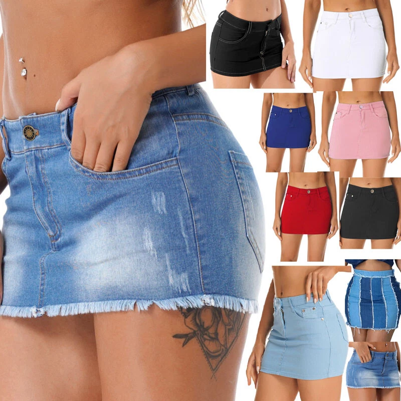 Low waist denim best sale skirt