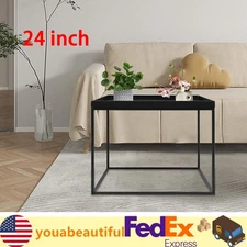 24" Square Table Metal Frame Table Portable Office Side End Table Camping Table