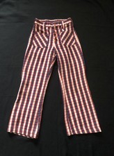 Kids Vintage Red, White Blue Plaid High Waisted Bell Bottoms