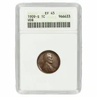 1909S VDB Lincoln Wheat Cent 1C ANACS XF 45