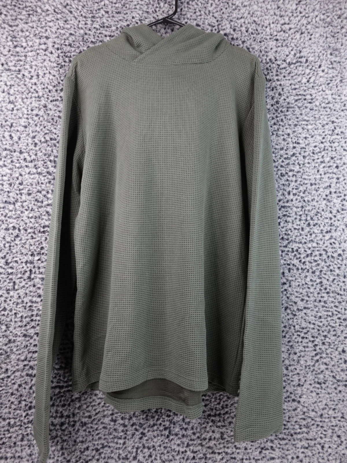 Kirkland Signature Men’s Green Waffle Knit Thermal Hoodie Long Sleeve Size M Cot