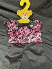 Build A Bear Set Lot Pink And Black Floral Shirt Black Shorts Clothes Set