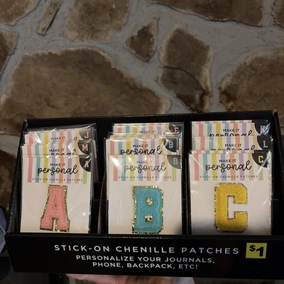 stick on chenille letter patches 18 pack A,M,J,B,S,E,C,L,K x2