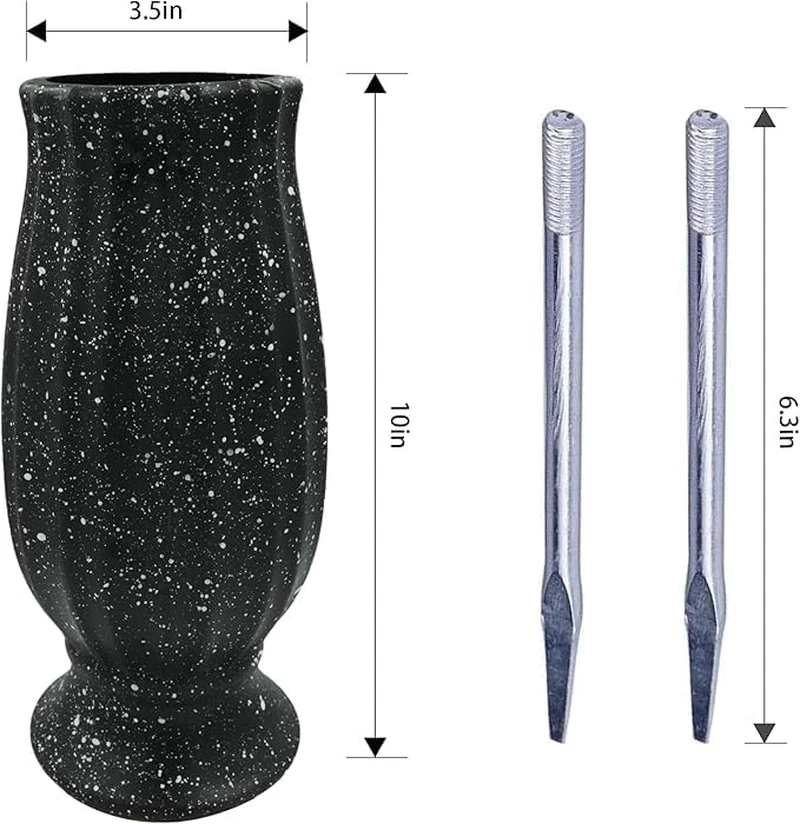 Cemetery Vases Flower Holder - 2PCS Durable Plastic with Metal Spikes, Black - Image 3 of 4