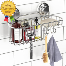 HASKO Suction Cup Shower Caddy Basket for Shampoo, Shower Suction Shelf Organize
