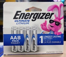 Energizer Ultimate Lithium AA Batteries 8 Pc. EXP: 12/2048 new 25 yr shelf life