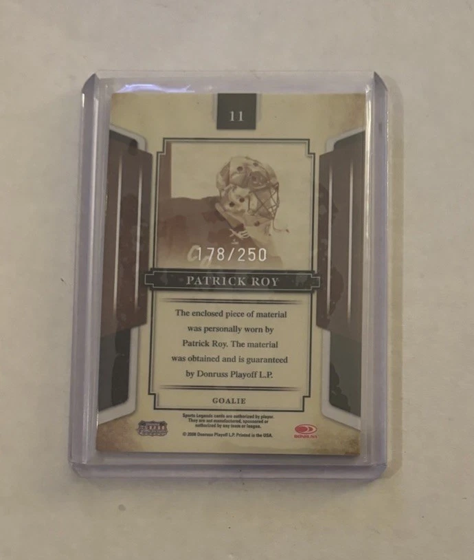 Patrick Roy - Donruss Sports Legends 2008 - Reliquia azul espejo - 178/250 Foto 2 de 2