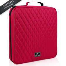 TIMCORR CD Case DVD 11.8 x 11 x 2.7 inches 30 x 28 x 7 cm , 160 Capacity Red