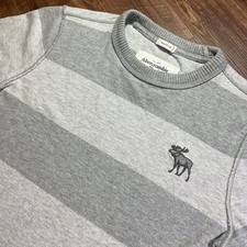 Vintage Abercrombie Fitch Muscle Sweater Men  s S Gray Cotton Stripe Moose Y2K