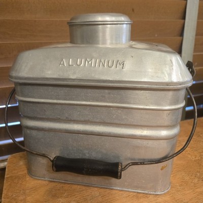 Vintage Aluminum Railroad Coal Miners Lunch Pail Dinner Bucket Box Pennsylvania 