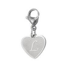 Initial Letter KeyChain, Letter A-Z Heart Charm Keyring, Silver L 