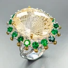 Handmade 28 ct+ Natural Lemon Quartz Ring 925 Sterling Silver Size 7 /R464361