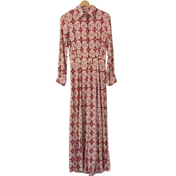 ANTHROPOLOGIE Loveland Mono Pierna Ancha Estampado Floral Rojo Talla 0 Foto 4 de 4