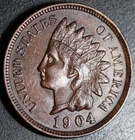 1904 INDIAN HEAD CENT - With LIBERTY & Near 4 DIAMONDS - AU UNC