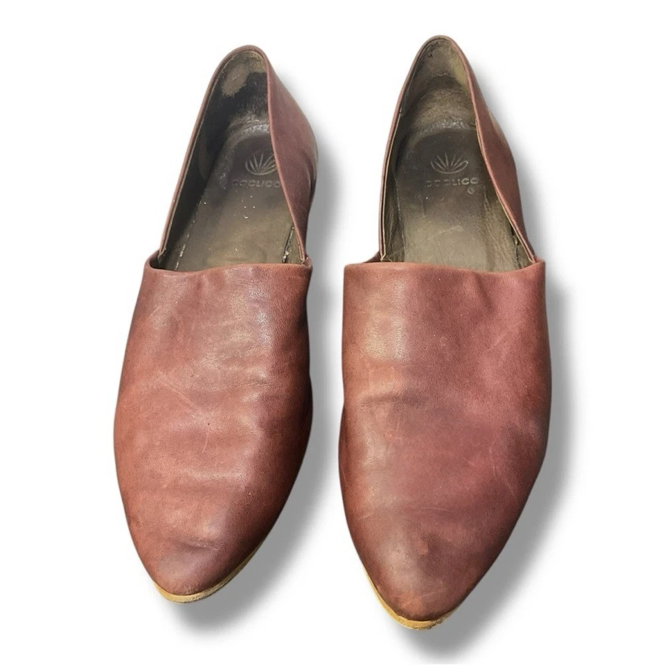 👠 Zapatos planos de cuero Coclico Borgoña para mujer 8 – Minimalistas de lujo sin cordones Foto 2 de 4