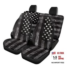American Flag Car Front Rear Seat Cover Full Set Automotive American Flag Black