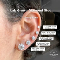 3 Prong Martini 14K Gold Lab Grown Diamond Stud Earrings, 0.20-4.00 CT