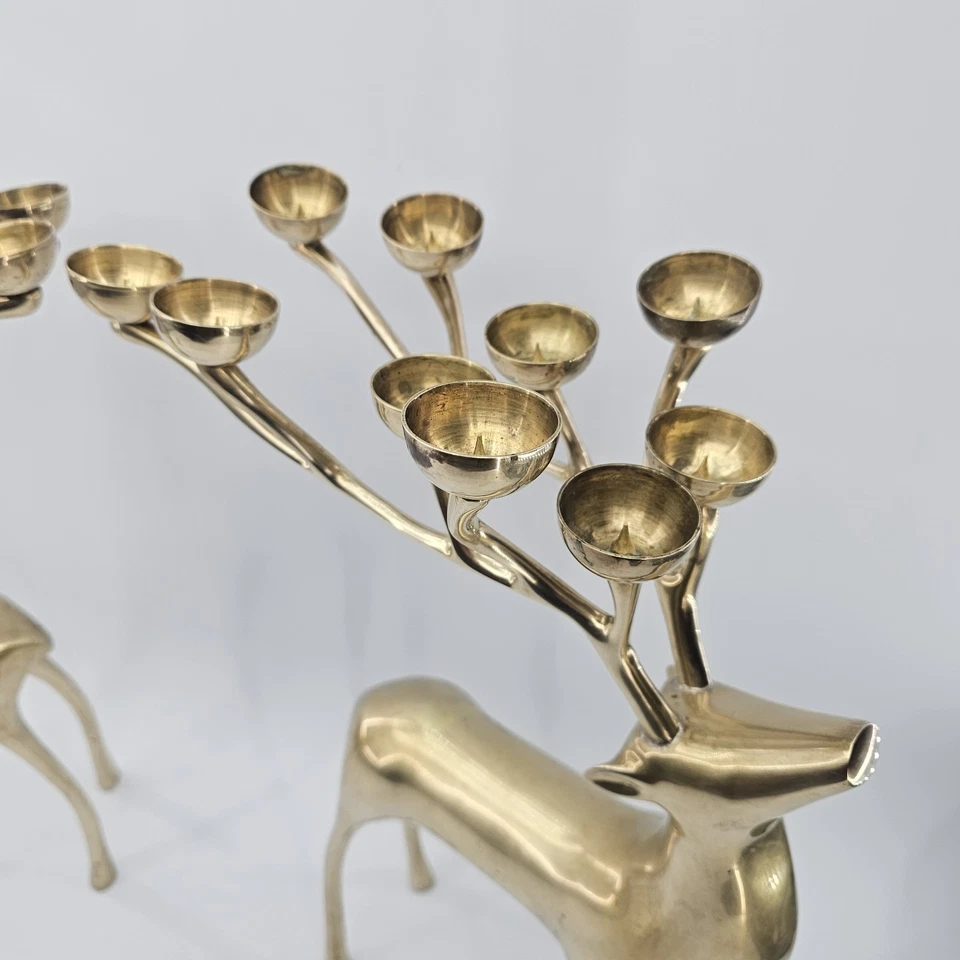 Пара латунных северных канделябров Pottery Barn Williams Sonoma 1997 10 чашек 20 дюймов - Изображение 4 из 4